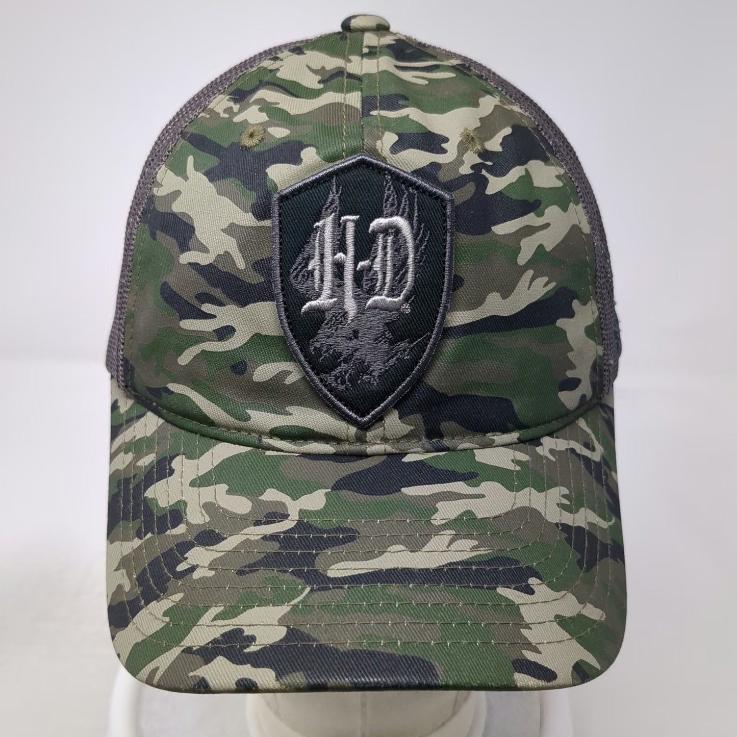 Harley-Davidson Trucker Hat Green Gray One Size Camo Mesh Snapback Embroidery