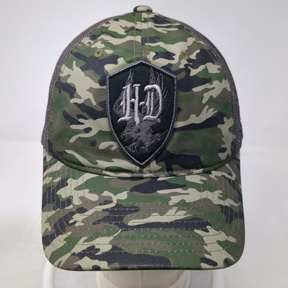 Harley-Davidson Trucker Hat Green Gray One Size Camo Mesh Snapback Embroidery