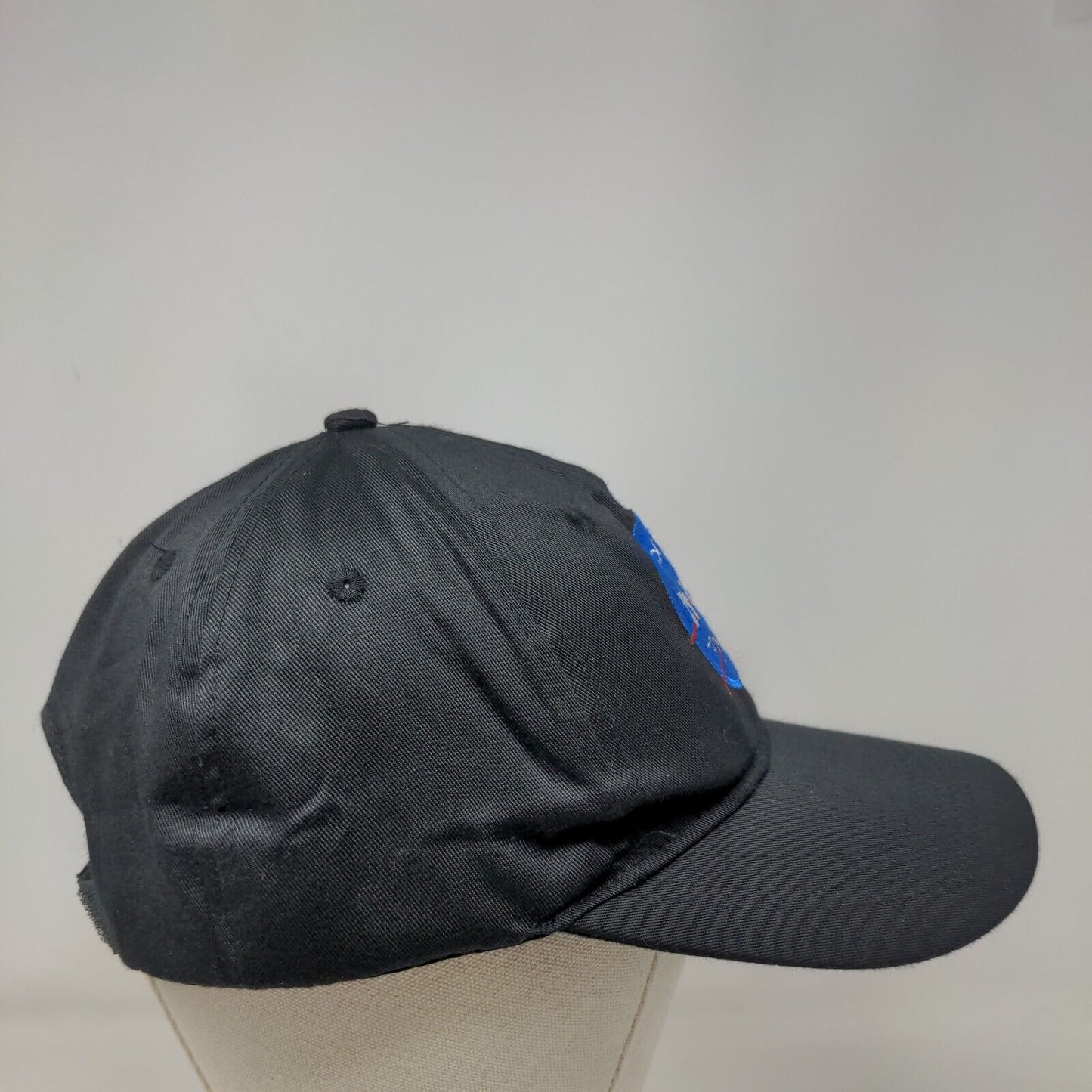 NASA Strapback Hat Black Small Adjustable Embroidered Vent Holes Spirit