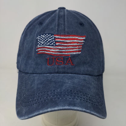 Unbranded Men's Slideback Hat Blue Embroidered USA American Flag Patriotic