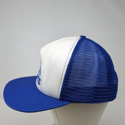 VOTE Elk Snapback Trucker Hat Blue One Size Adjustable Embroidered Mesh Back