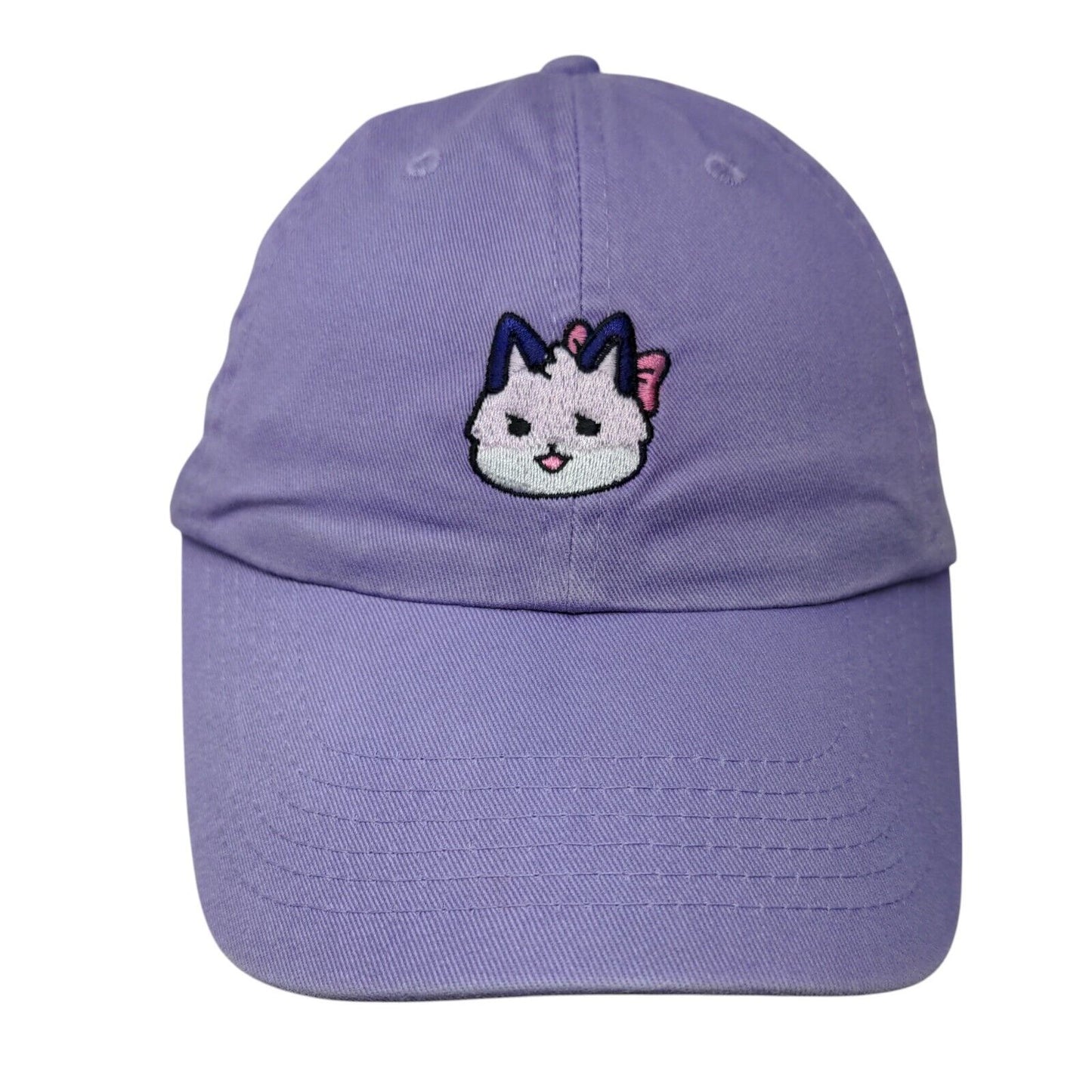 Cat Slideback Hat Purple OSFA Adjustable Embroidered Solid 6 Panel