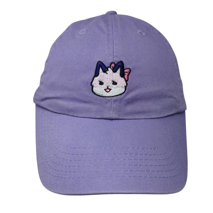 Cat Slideback Hat Purple OSFA Adjustable Embroidered Solid 6 Panel