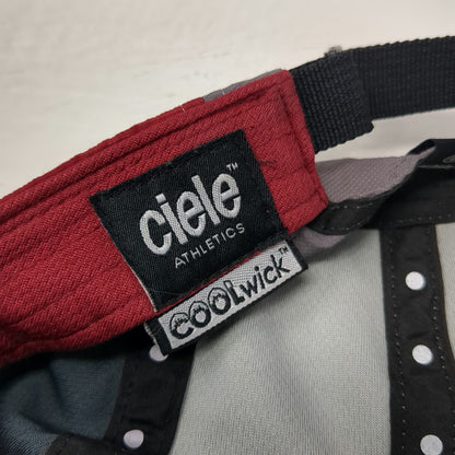 Ciele Athletics 5 Panel Gray Red One Size Running CoolWick Reflective Brim Hat