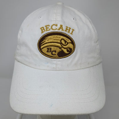 Headwear USA Baseball Cap White One Size BC Becahi Hawk Logo Slideback Strap Hat