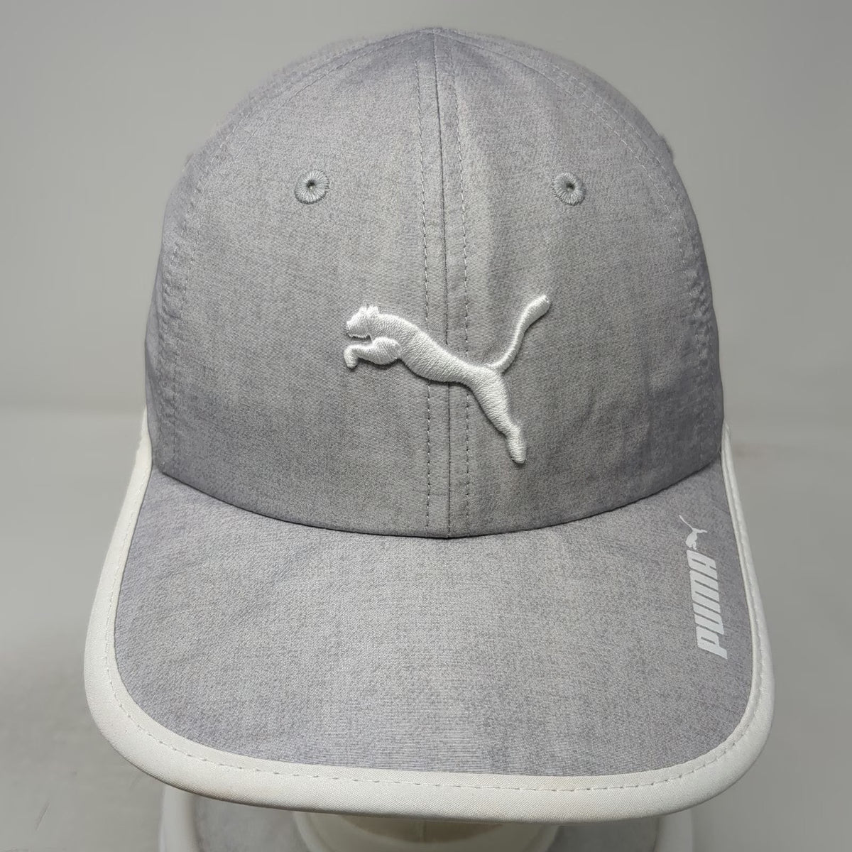 Puma Baseball Cap Gray One Size Strapback Logo Performance Piping Polyester Hat