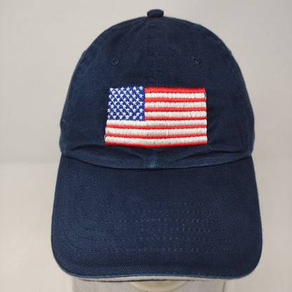American Flag Strapback Hat Blue OSFA Adjustable Embroidered Patriotic Sweda