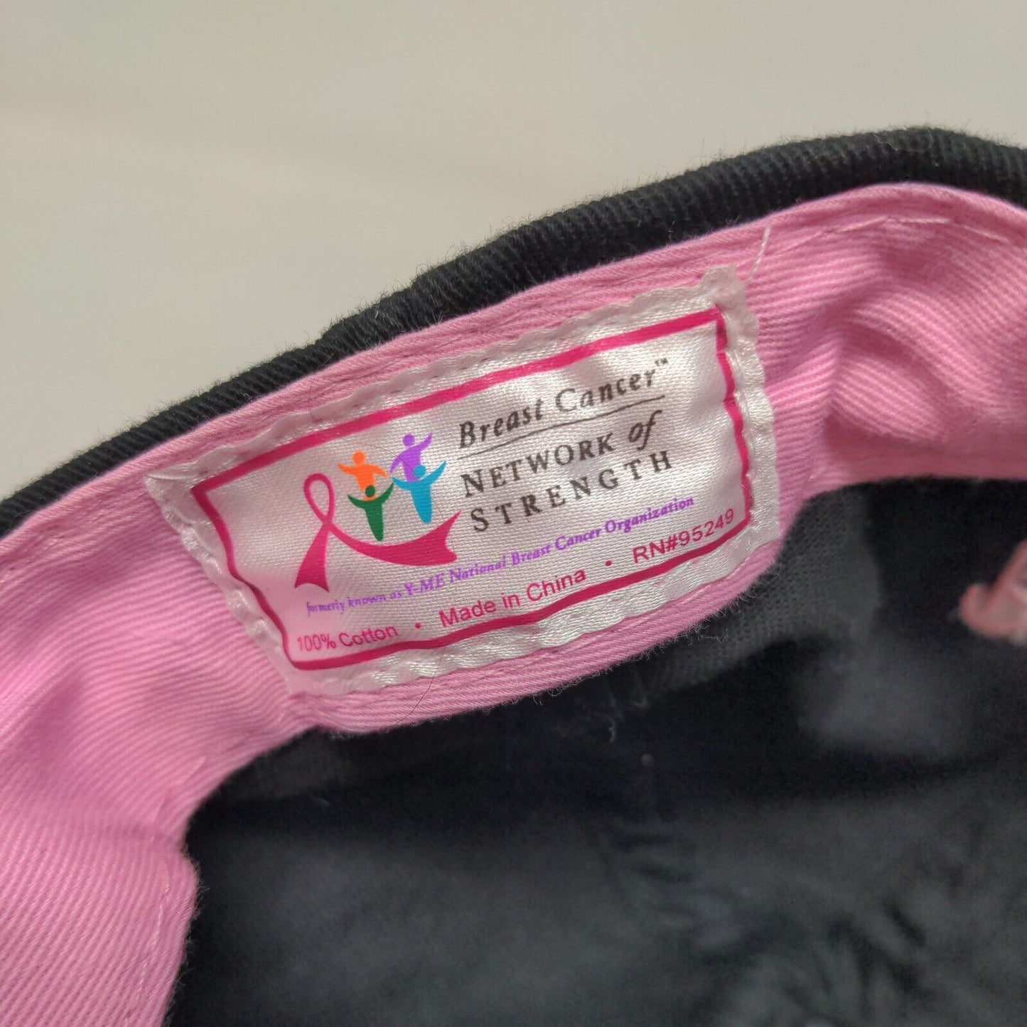 Pink Ribbon Bling Strapback Hat Black One Size Breast Cancer Awareness