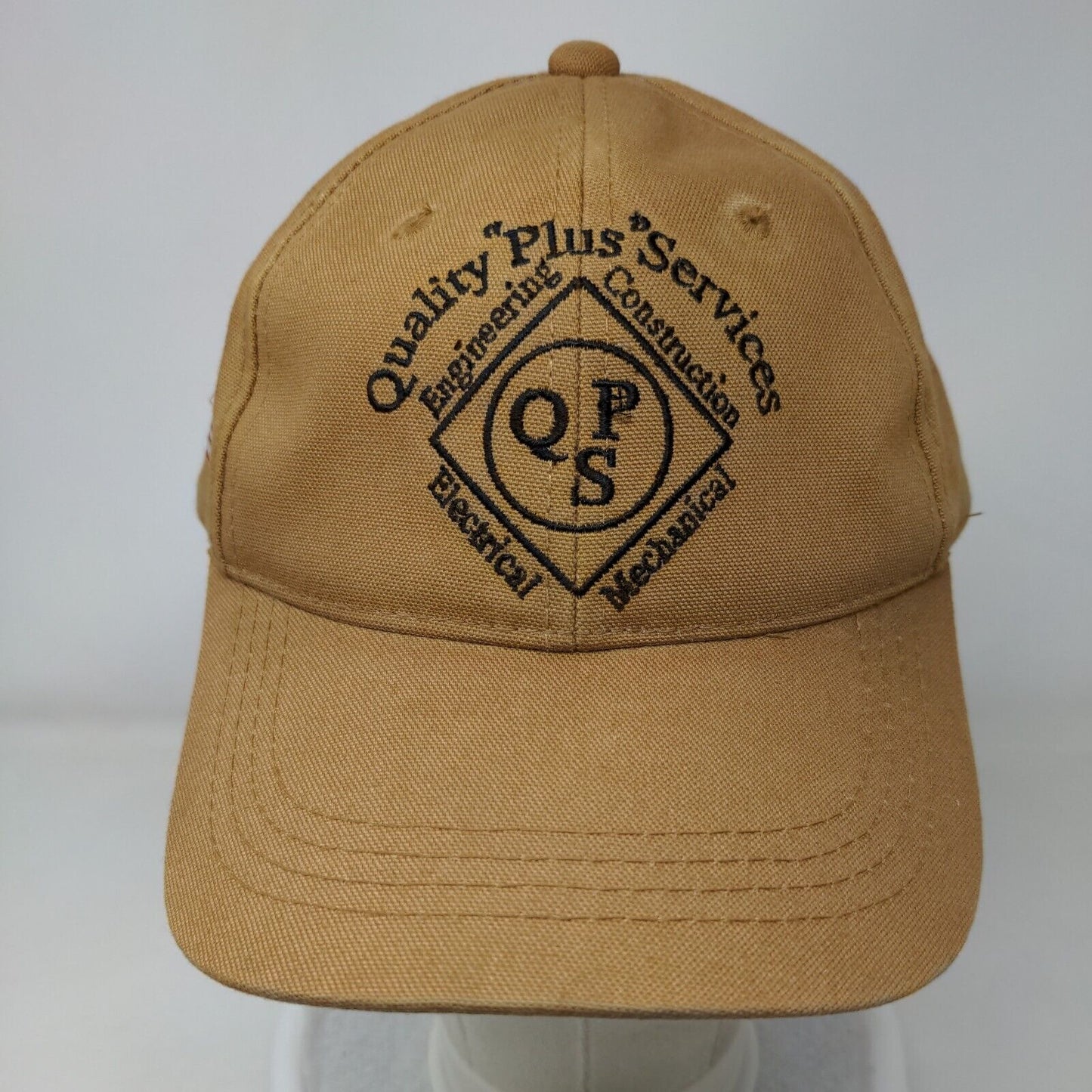 QPS Quality Plus Services Slideback Hat Brown OSFM Adjustable Embroidered