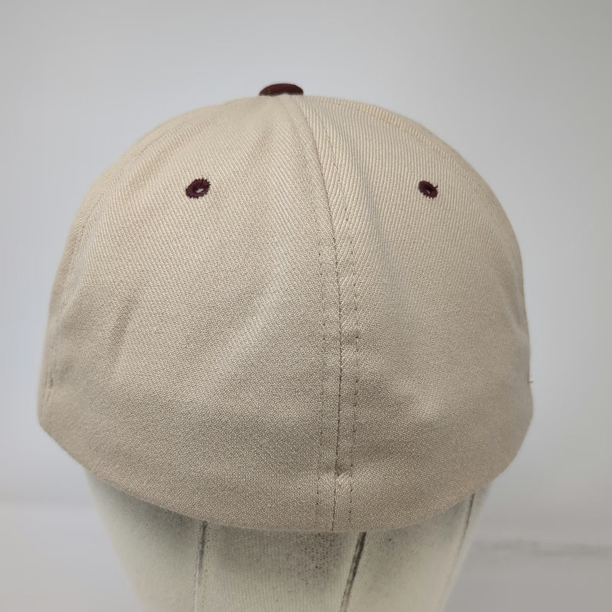 Flexfit Baseball Cap Beige Red One Size Mascot Logo Contrast Brim Sports Hat