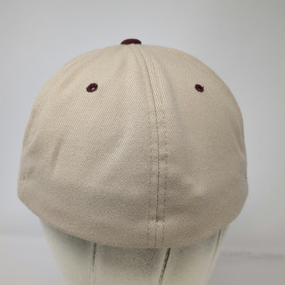Flexfit Baseball Cap Beige Red One Size Mascot Logo Contrast Brim Sports Hat