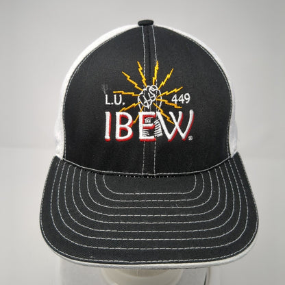 L.U. 449 IBEW Fitted Hat Black One Size Embroidered Colorblock 6 Panel
