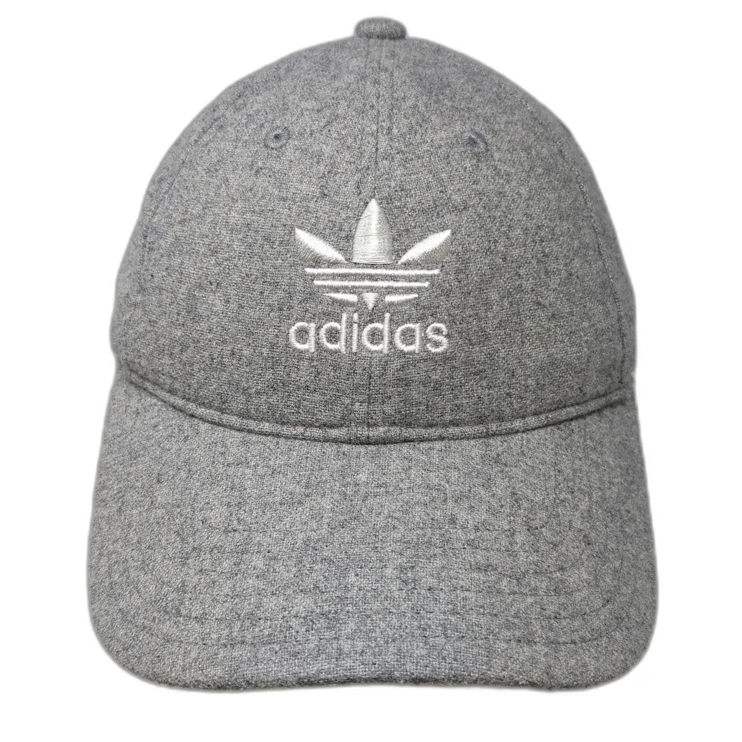 Adidas Baseball Cap Gray One Size Wool Blend Trefoil Embroidered Slideback Hat