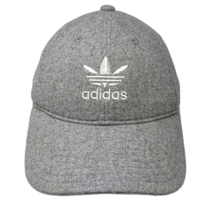 Adidas Baseball Cap Gray One Size Wool Blend Trefoil Embroidered Slideback Hat