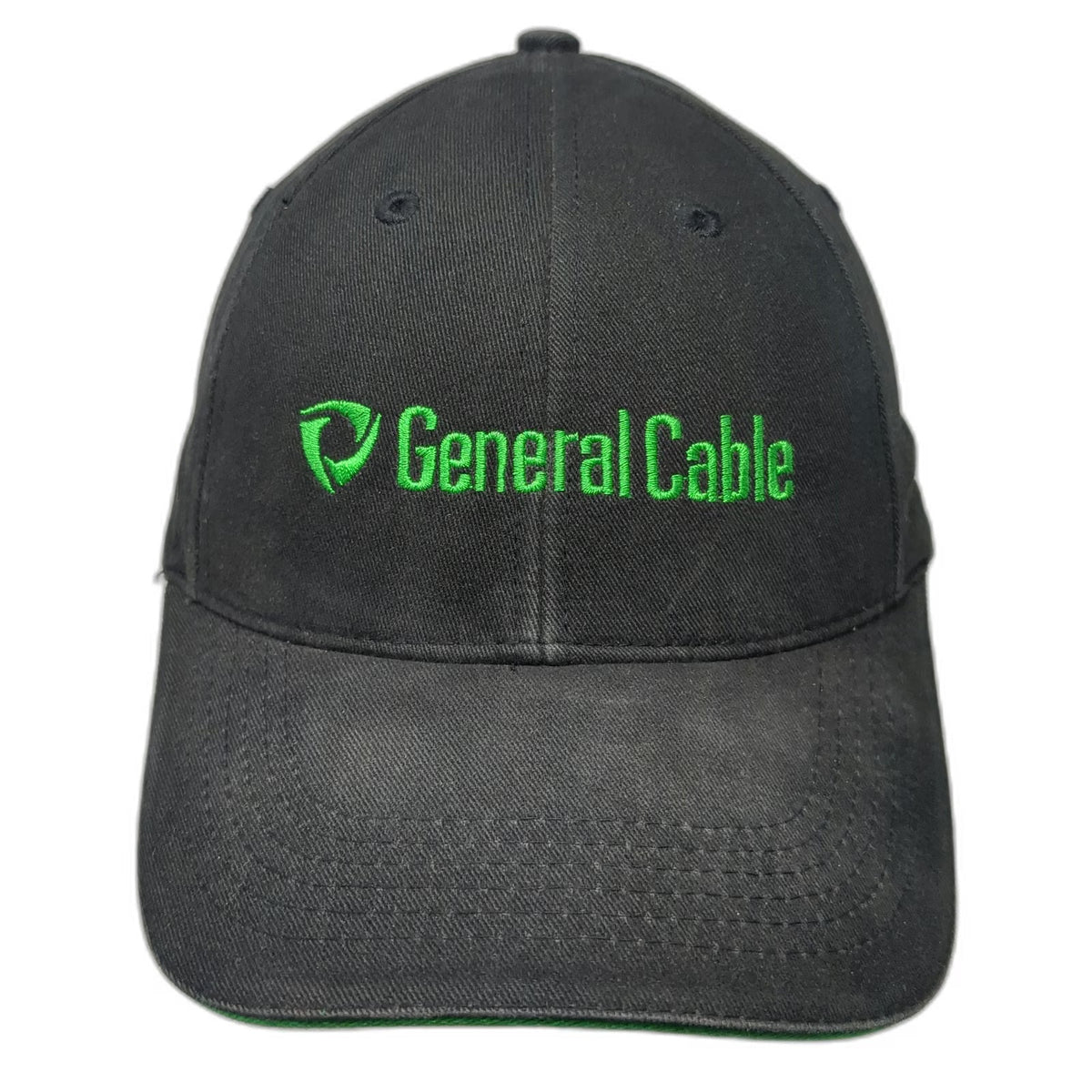 Asset Crafted Baseball Cap Black Green One Size General Cable Logo Strapback Hat