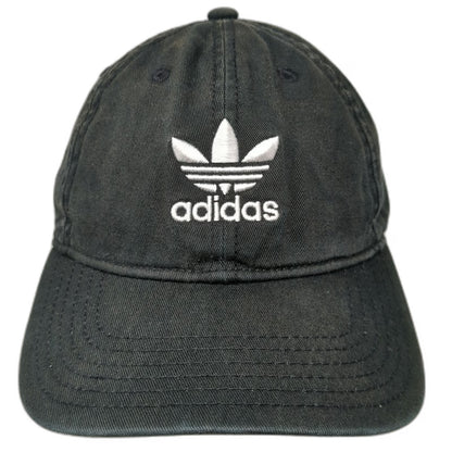 adidas Baseball Cap Black One Size Trefoil Embroidered Logo Slideback Cotton Hat