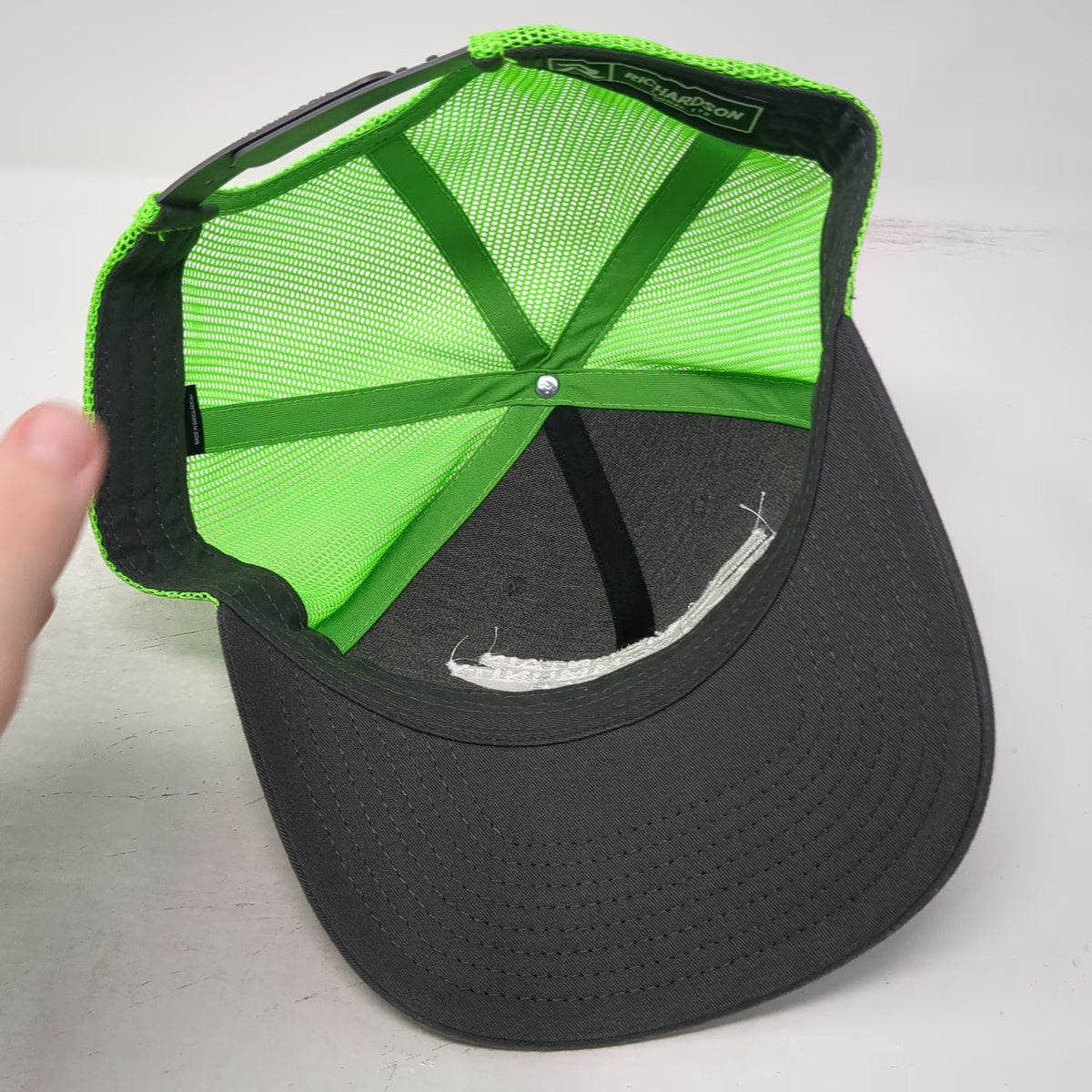 Richardson Trucker Hat Gray Green One Size Mountain Community Center Snapback