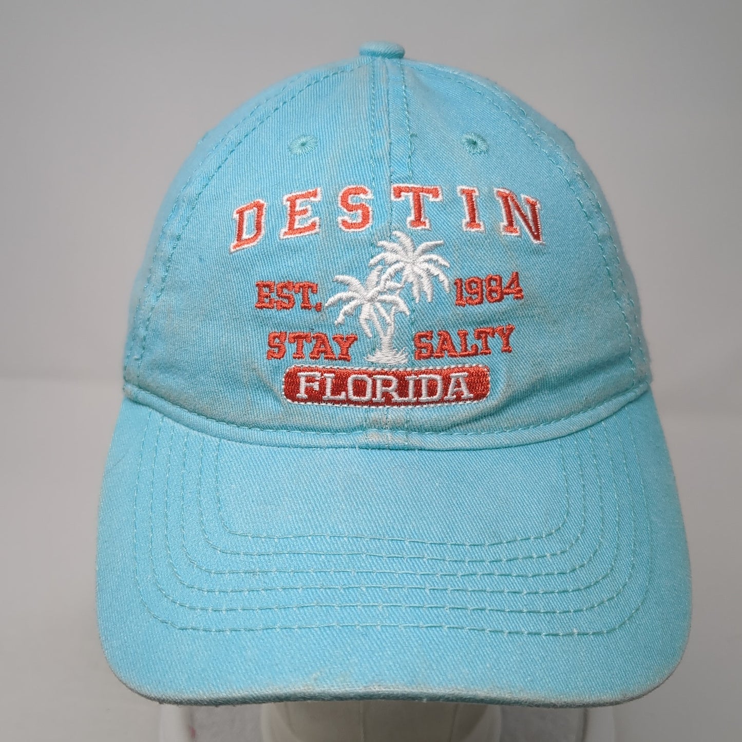 Destin Florida Stay Salty Strapback Hat Blue One Size Embroidered