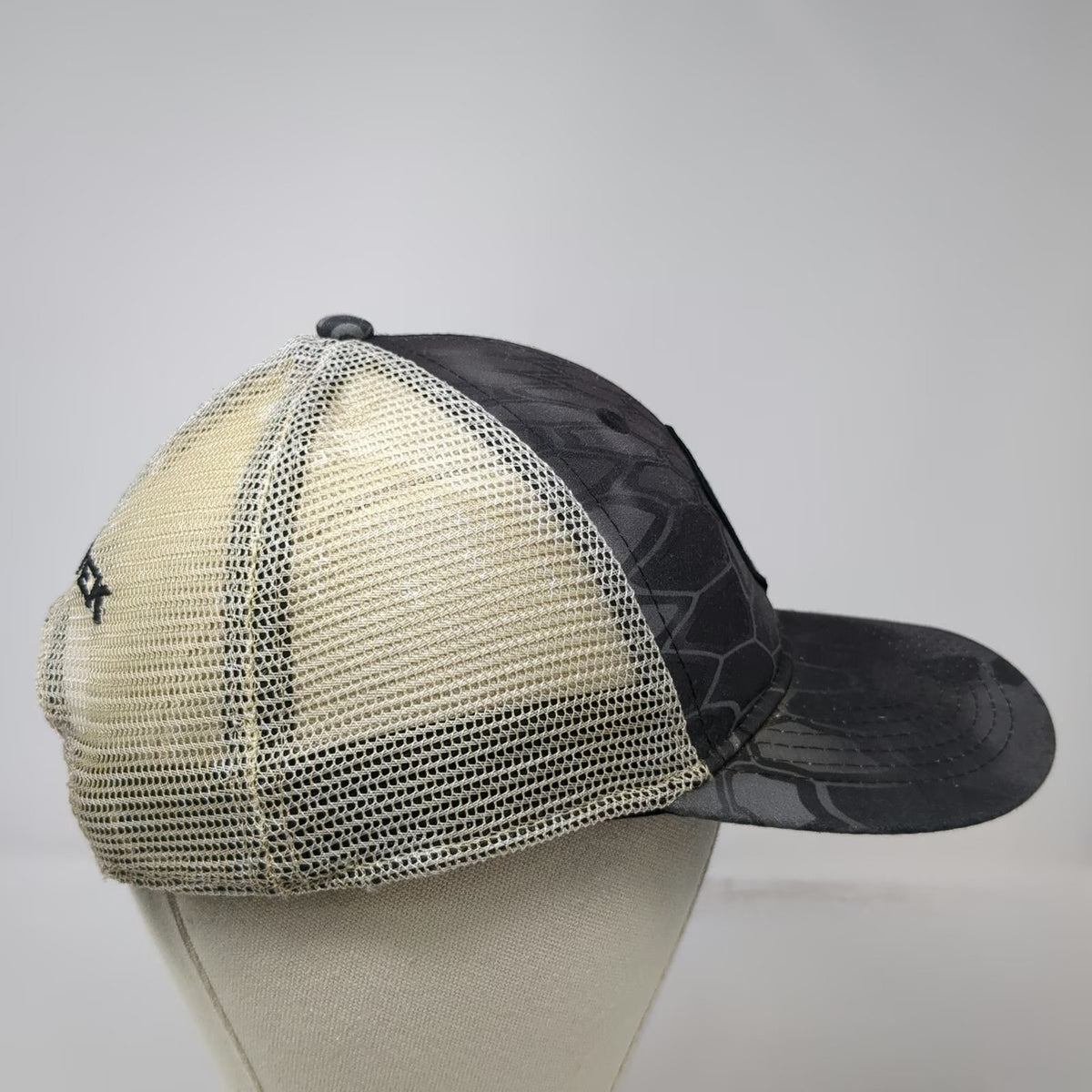 Kryptek Trucker Hat Gray One Size Camo Mesh Back Spartan Helmet Logo Snapback