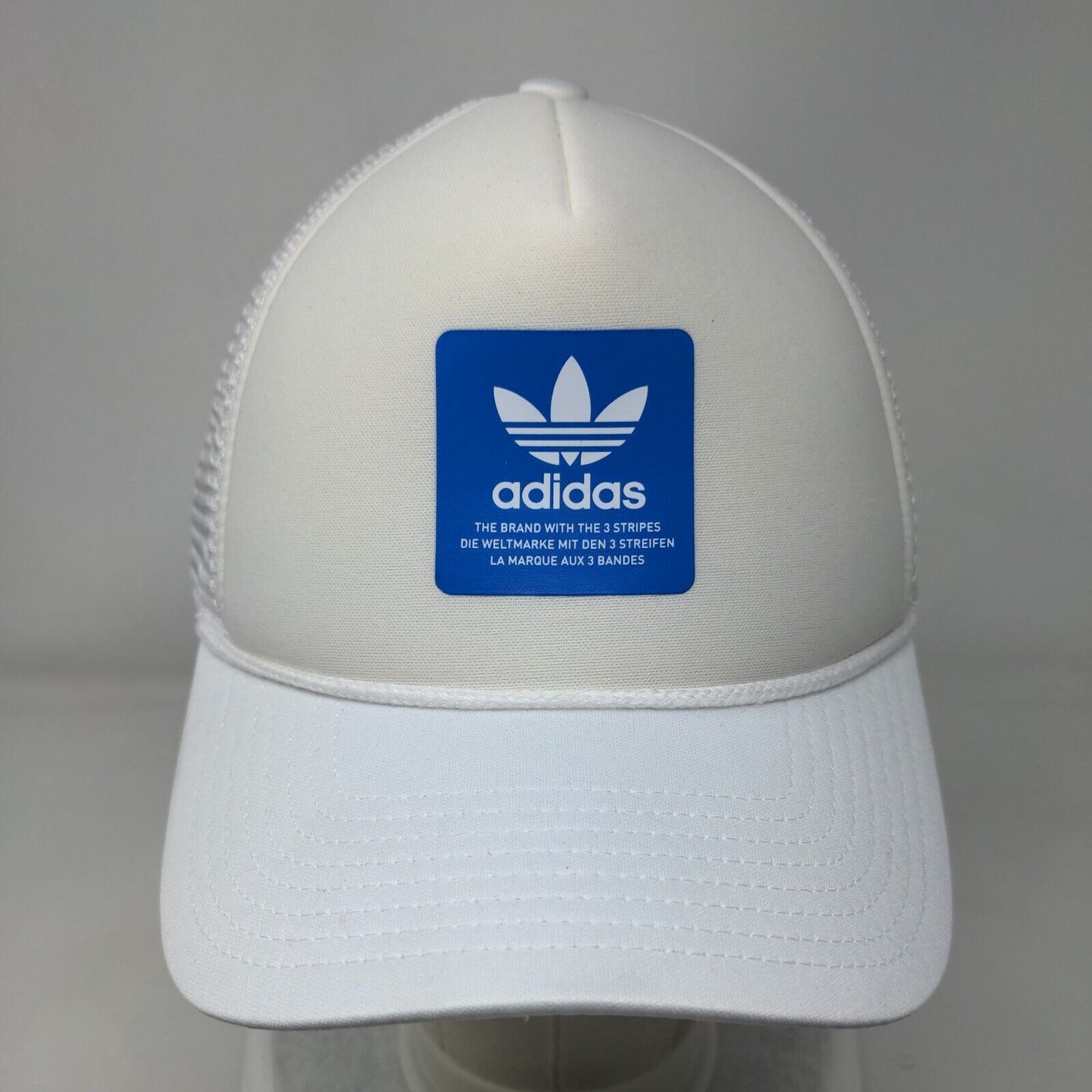 Adidas Snapback Trucker Hat White OSFA Adjustable Mesh Back Rope Polyester