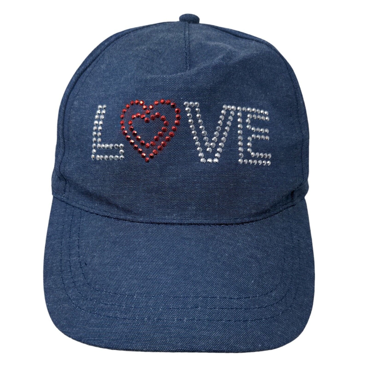 Unbranded Women's Snapback Hat Blue Size OS Love Rhinestone Logo