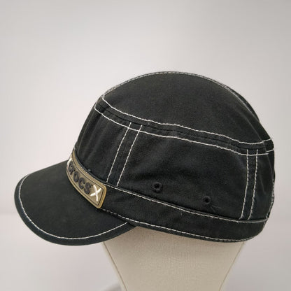 Crocs Army Cap Black One Size Cotton Contrast Stitch Strapback Adjustable Hat