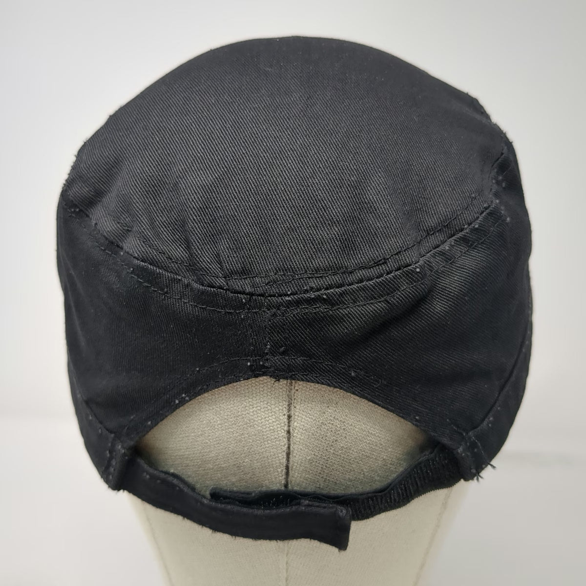 Zancap Army Cap Black One Size Distressed Cross Rhinestone Scroll Cotton Hat