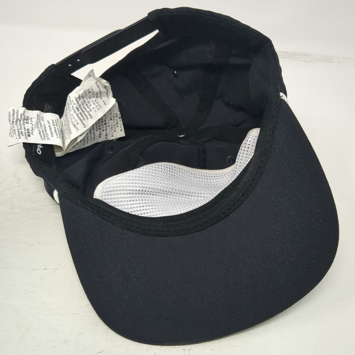 Oakley 5 Panel Hat Black OSFM Snapback Rope Palm Tree Diamond Patch Nylon Sport
