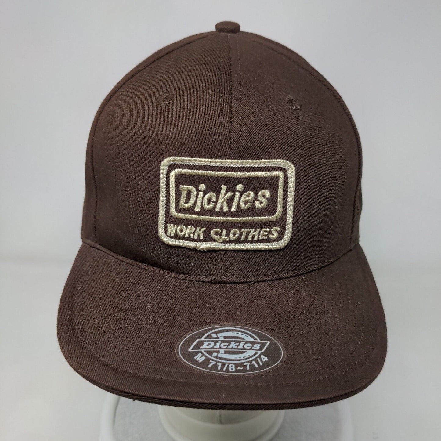 Dickies Work Clothes Patch Fitted Hat Brown Medium Solid 6 Panel