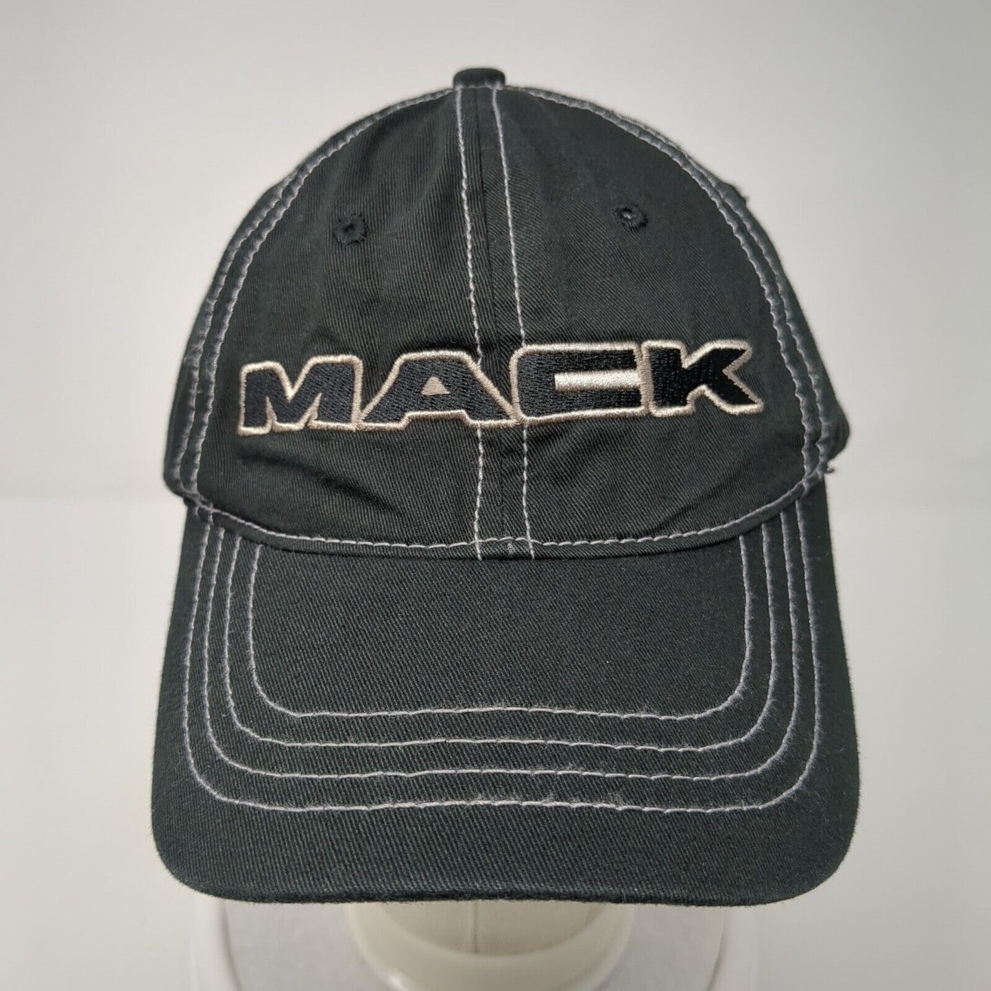 MACK Snapback Hat Black One Size Adjustable Embroidered 6 Panel Cotton