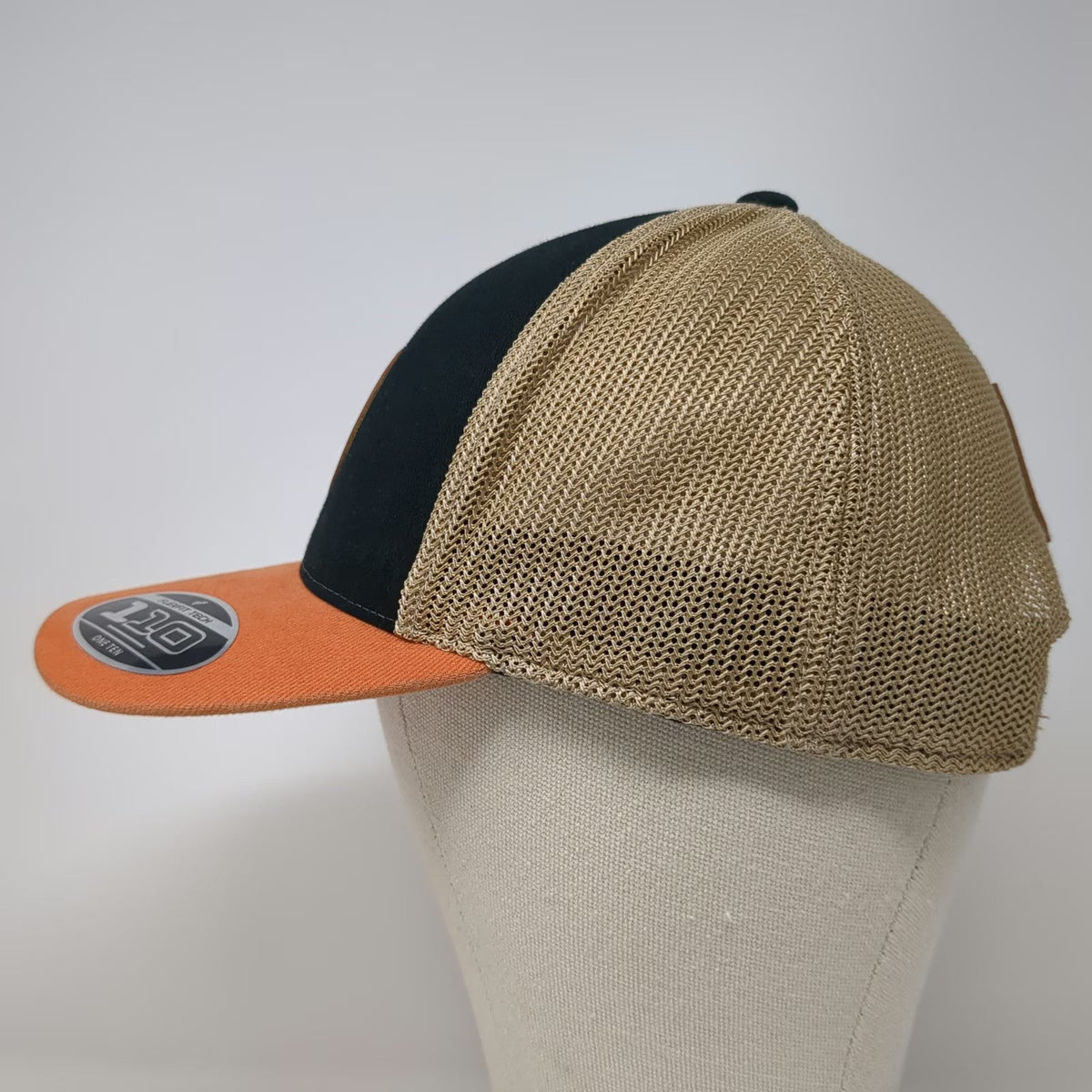 Black Clover Trucker Hat Black Orange One Size Leather Patch Live Lucky