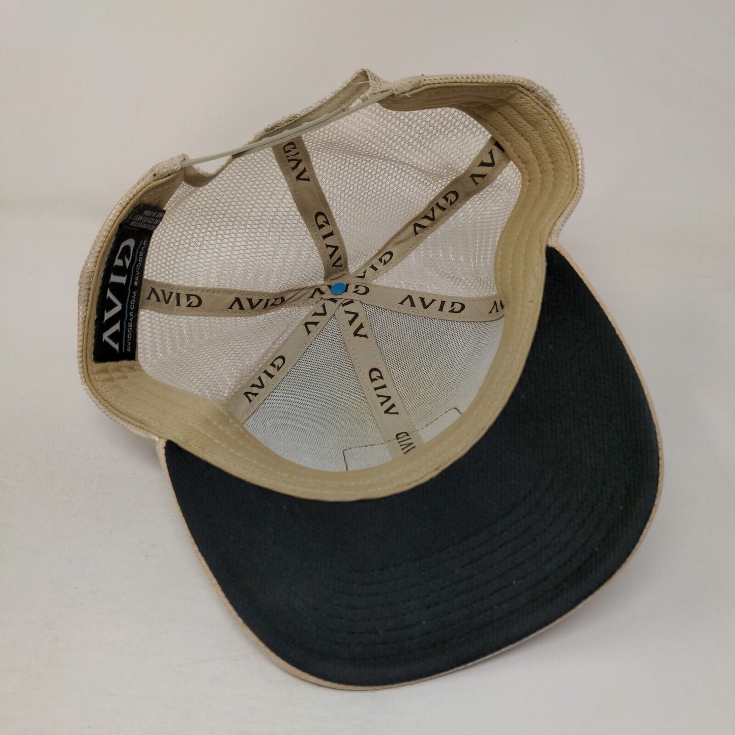 Avid Snapback Trucker Hat Tan OSFM Adjustable Mesh Back 6 Panel Polyester