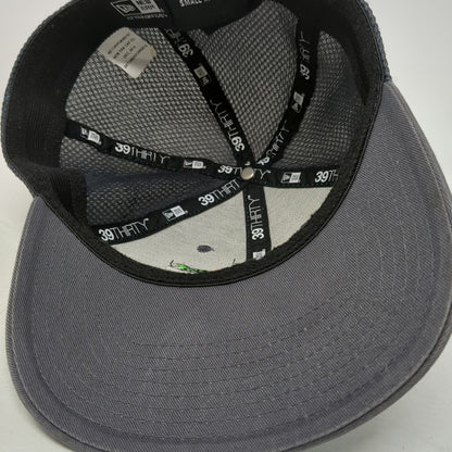 New Era Baseball Cap Gray M Fitted 39THIRTY Mesh Back Pressure Wash Logo Hat