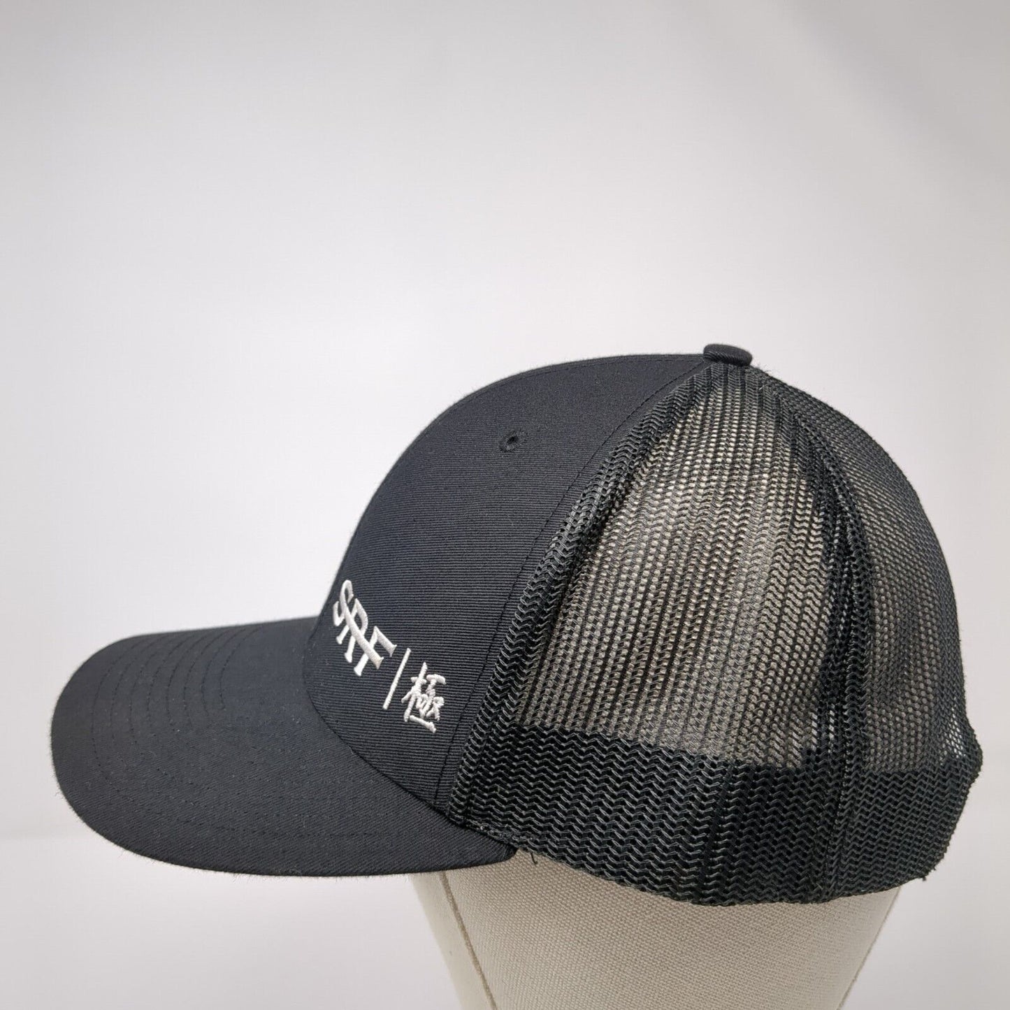 SRF Snapback Trucker Hat Black OS Adjustable Embroidered Mesh Back Richardson