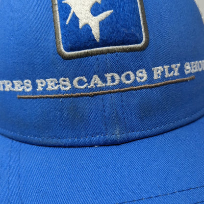 Simms Trucker Hat Blue White OSFM Tres Pescados Fly Shop Mesh Fishing Snapback