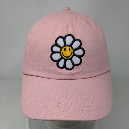Sunflower Strapback Hat Pink One Size Adjustable Embroidered 6 Panel Cotton