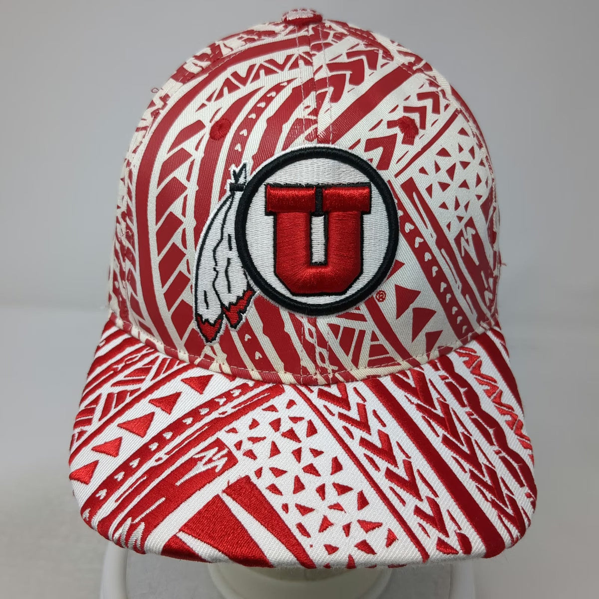 Utah Utes NCAA Zephyr Snapback Hat White Red One Size Geometric Tribal Print