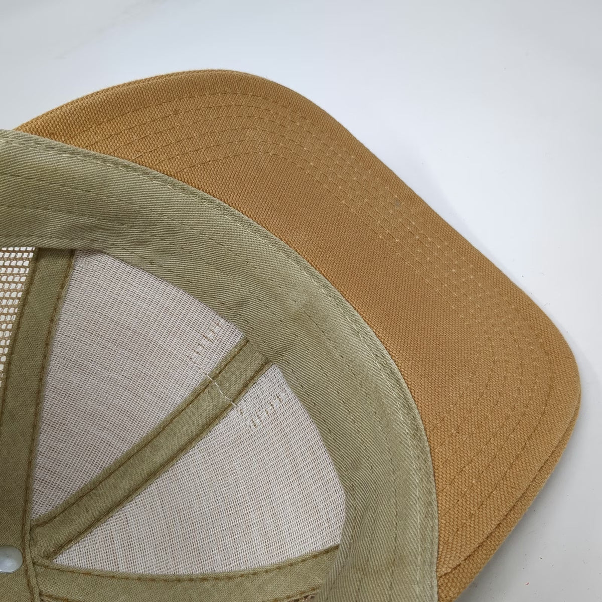 Carhartt Snapback Hat Brown Mesh Back Patch Made in USA Trucker Cap Vintage