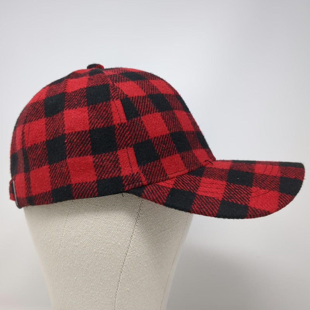 Red Black Buffalo Plaid Baseball Cap One Size Adjustable Cotton Checkered Hat
