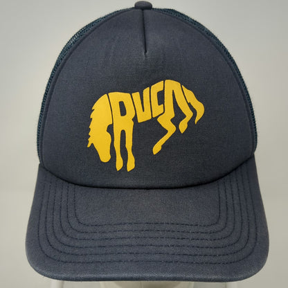 RVCA Blue Trucker Hat One Size Mesh Snapback Stylized Bronco Horse Graphic
