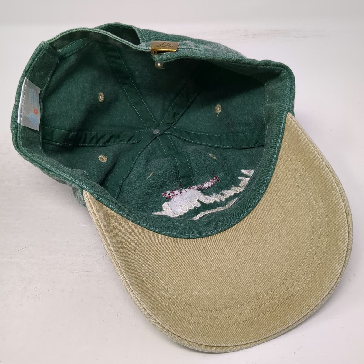 Ahead Alexandria Bay New York Baseball Cap Green Beige One Size Slideback Hat