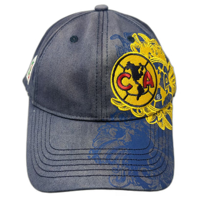 RX Club America Soccer Baseball Cap Blue Yellow M Fitted Stretch FMF Football