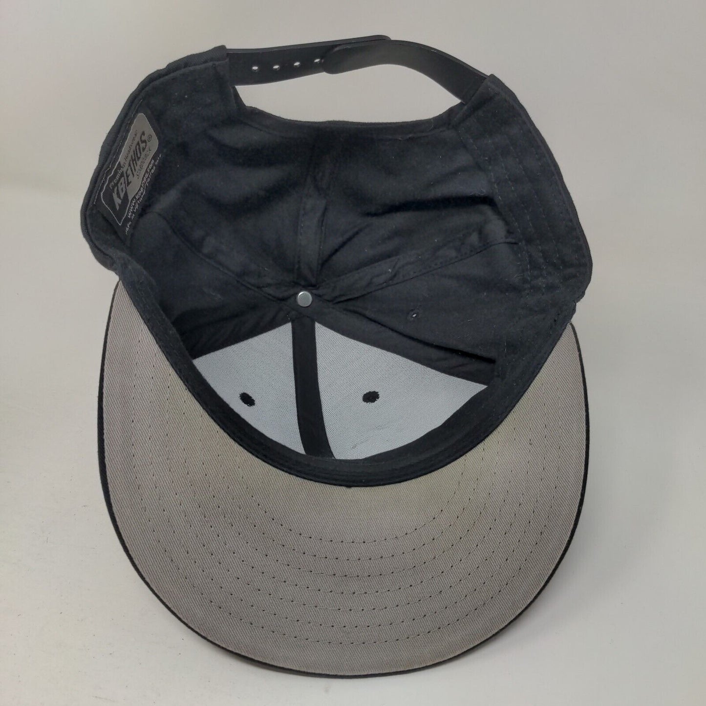 KB Ethos Snapback Hat Black One Size Adjustable Vented Holes 6 Panel Blank