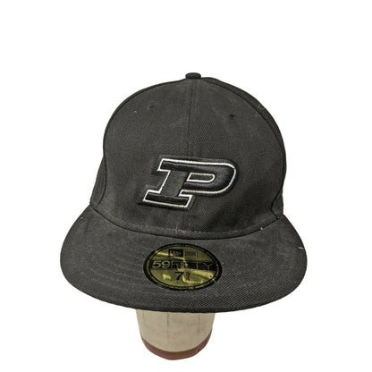 59Fifty Size 7 3/4 Hat Cap Black Purdue Logo Embroidered W/Stickers