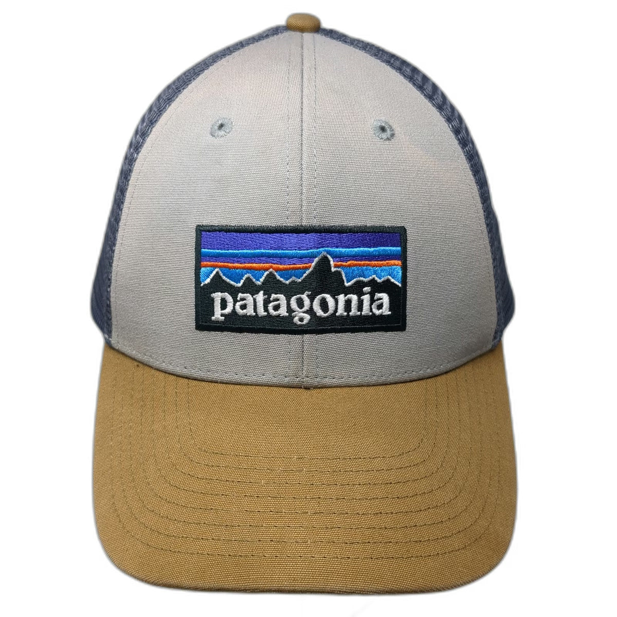 Patagonia Trucker Hat Gray Brown One Size Mesh Back Snapback Mountain Logo Hat