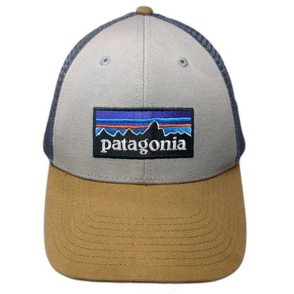 Patagonia Trucker Hat Gray Brown One Size Mesh Back Snapback Mountain Logo Hat