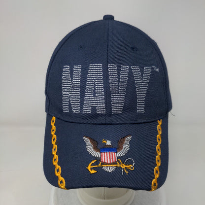 US Navy Eagle Strapback Hat Blue One Size Adjustable Embroidered 6 Panel