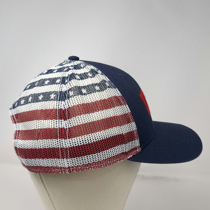 Blue USA Trucker Hat One Size Red White American Flag Mesh Snapback Patriotic