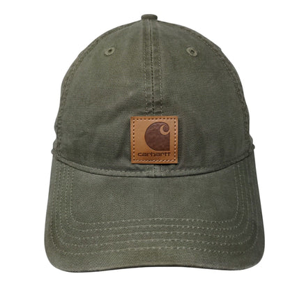 Carhartt Strapback Hat Green OSFA Adjustable Patch Logo Vented Holes 6 Panel