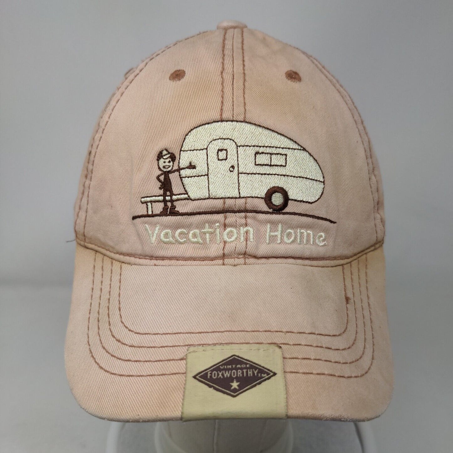 Vacation Home Vintage Foxworthy Slideback Hat Pink OS Adjustable Embroidered